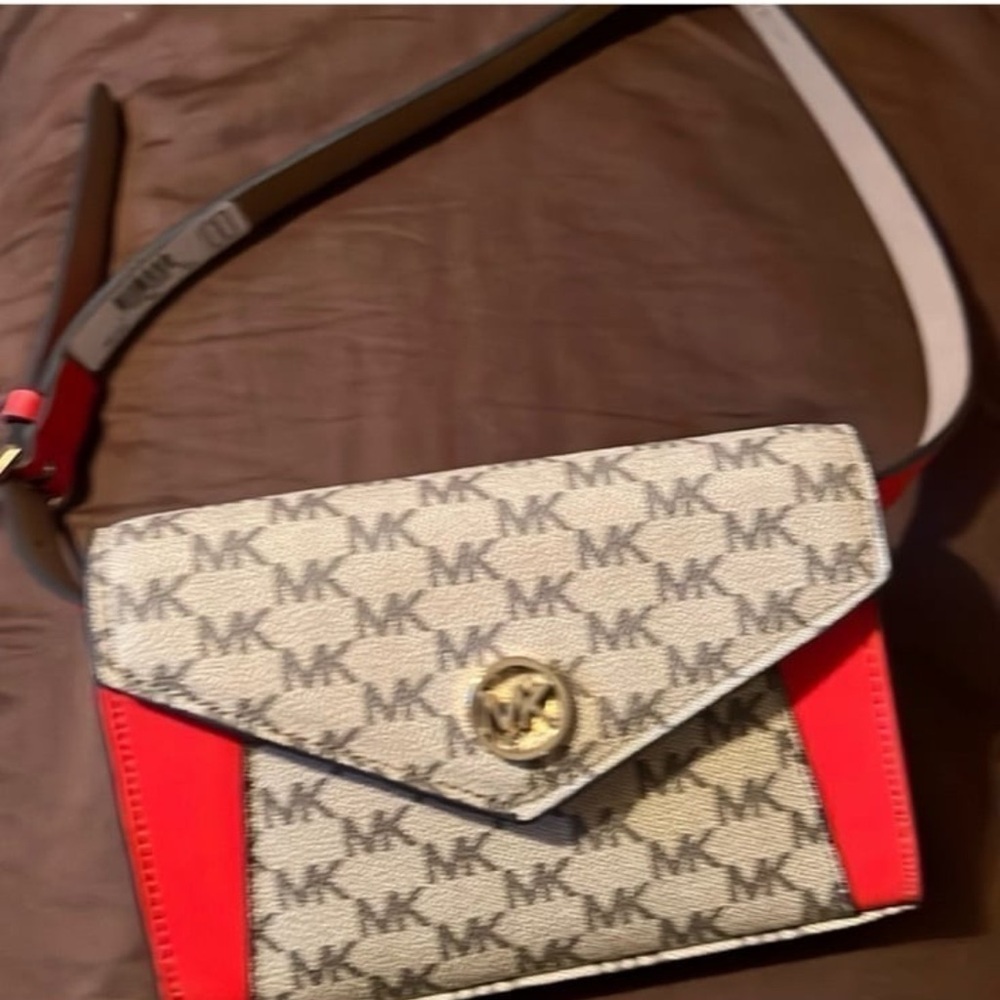 Michael Kors Red and Gray Crossbody Bag